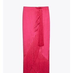 Pink Women's Skirt with fringes